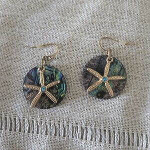 Gold Starfish Abalone Earrings